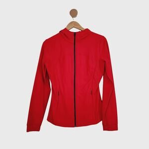 Save The Duck Red Lightweight Recyclable Hooded Rain Jacket (M) Zip-Up